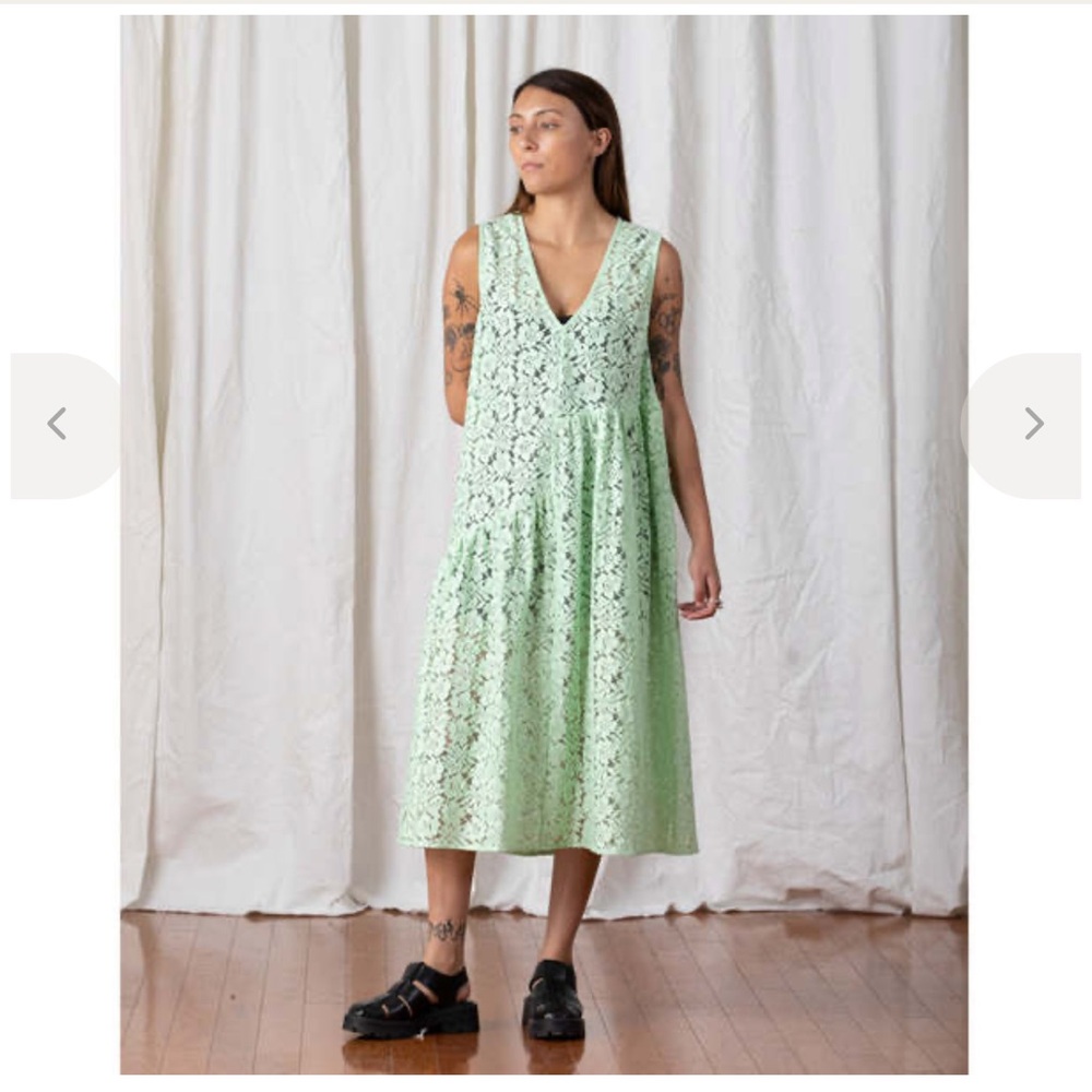 Ali Golden Mint Green Lace Dress